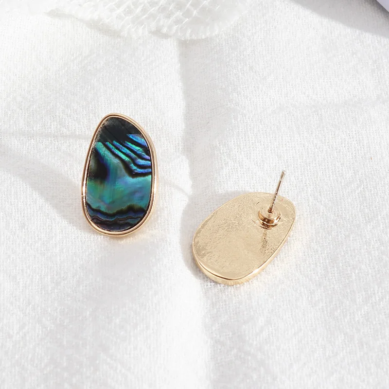 

Fashion Acrylic Abalone Shell Paper Earrings Rhinstone Gold Color Stud Brincos Pendientes Brand Jewelry Women