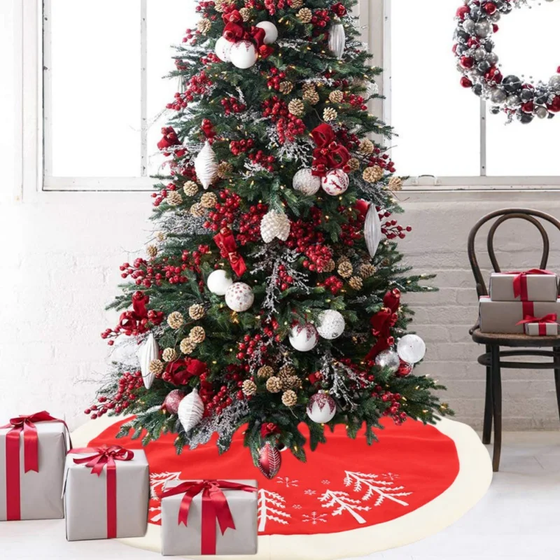 

90cm Christmas Tree Skirt Xmas Tree Apron Holiday Home Party Decorations Xmas Tree Decoration Mats Skirts Supplies