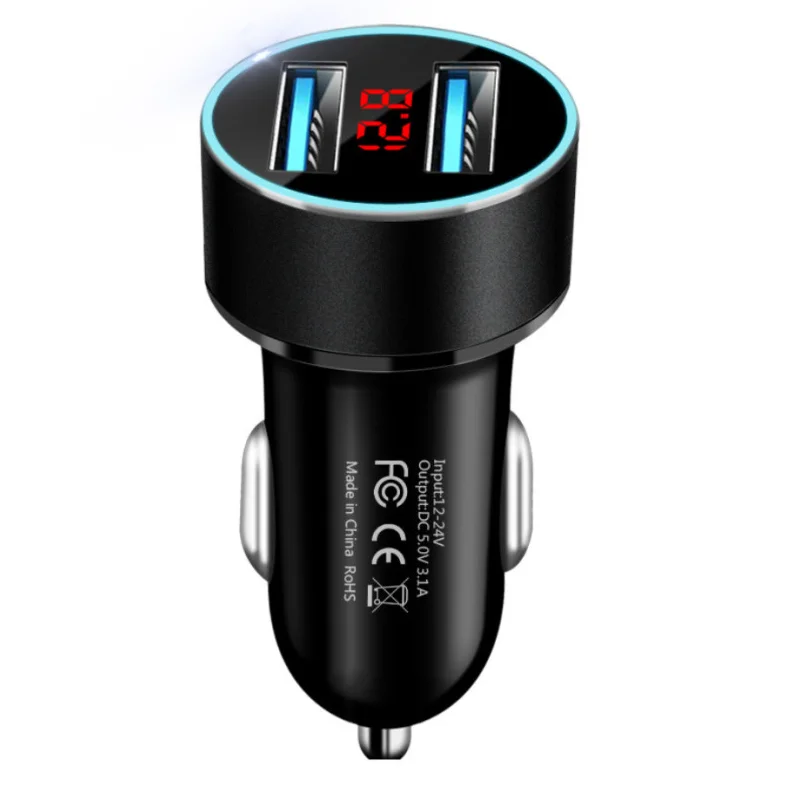 Автомобильный прикуриватель с двумя разъемами USB 3 1 А 12 24 В быстрое зарядное