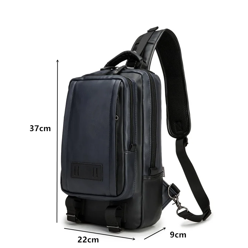 2021 New Fashion Shoulder Bags Men Luxury PU Leather Multifunction Male Bag Large Capacity Chest Bag Mens Travel Handbag Bags
