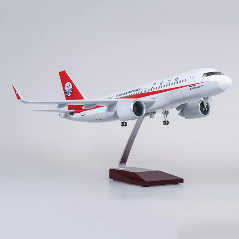 1/80 масштаб 47 см самолет Сычуань авиакомпания Airbus A320 neo модель светодиодный свет и колесо шасси литье под давлением модель самолёта из смолы игрушка