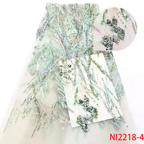 NI2218-4 Высококачественная последовательная кружевная ткань для невесты кружевные материалы вышивка Африканский французский Тюль кружевная ткань ткани с блестками NI2218 - Цвет: NI2218-4