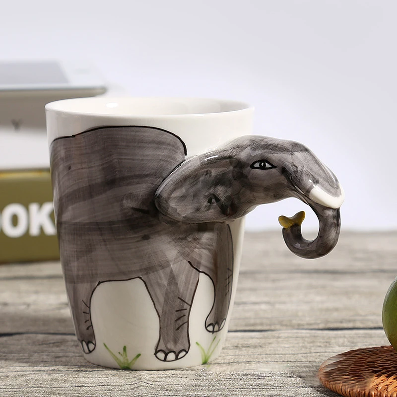 Горячая стерео ручная роспись 3D Животное чашка мультфильм Жираф орангутан корова красный олень волк слон керамическая чашка в подарок - Цвет: 7
