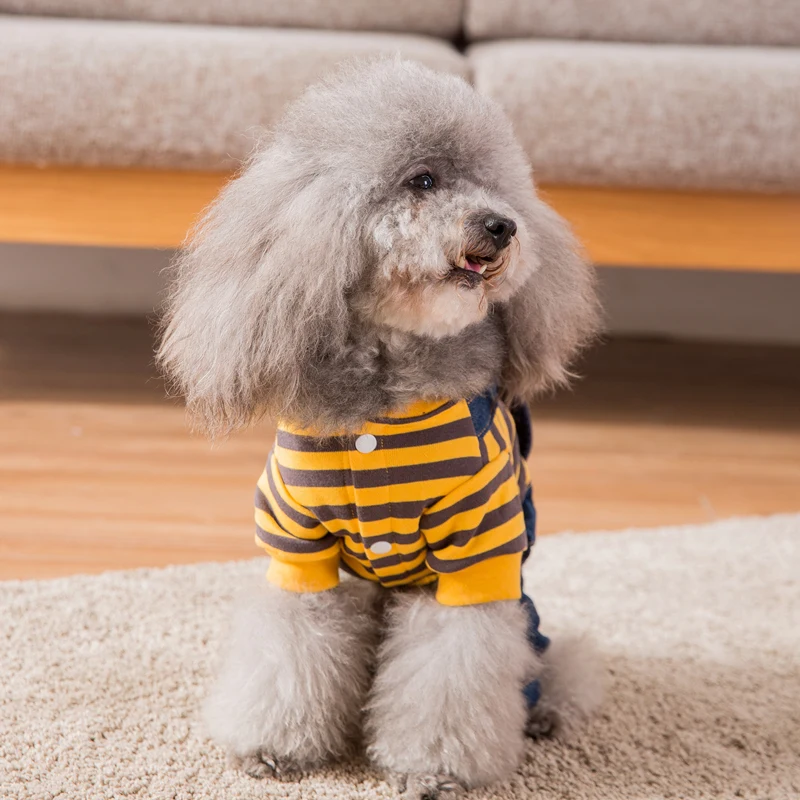 Hipidog модная одежда для собак в полоску зимний теплый мягкий комбинезон Прямая
