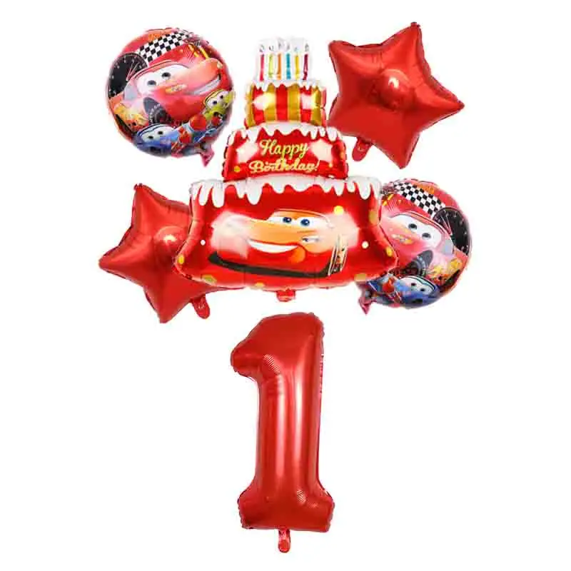 6 шт с машинкой Маккуин на день рождения вечерние украшения торт фольга шарики Baby