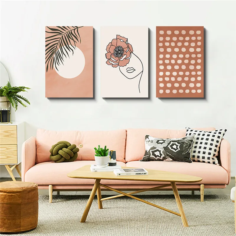 Framed Nature Abstact Wall Art Women Flower Canvas Painting for Living Room Ready To Hang Decoration Picture Home Poster | Дом и сад