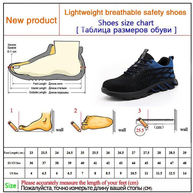 New Safety Shoes Men Work Sneakers Indestructible Work Shoes Anti-puncture Safety Boots Steel Toe Shoes Sports Industrial Shoes images - 6