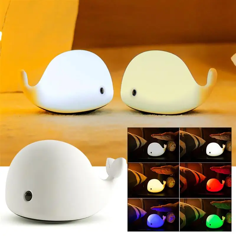

1pc Baby Room LED Night Lights Whale Cartoon Night Light Kids Bedroom Table Sleeping Lamps Children Christmas Lamp Gift