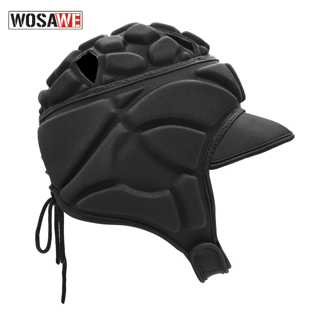 

WOSAWE Football Soccer Goalkeeper Helmet Sports Rugby Cap Head Guard Goalie Roller Hat Fiber Head Protector Ski Surfing Cap Brim