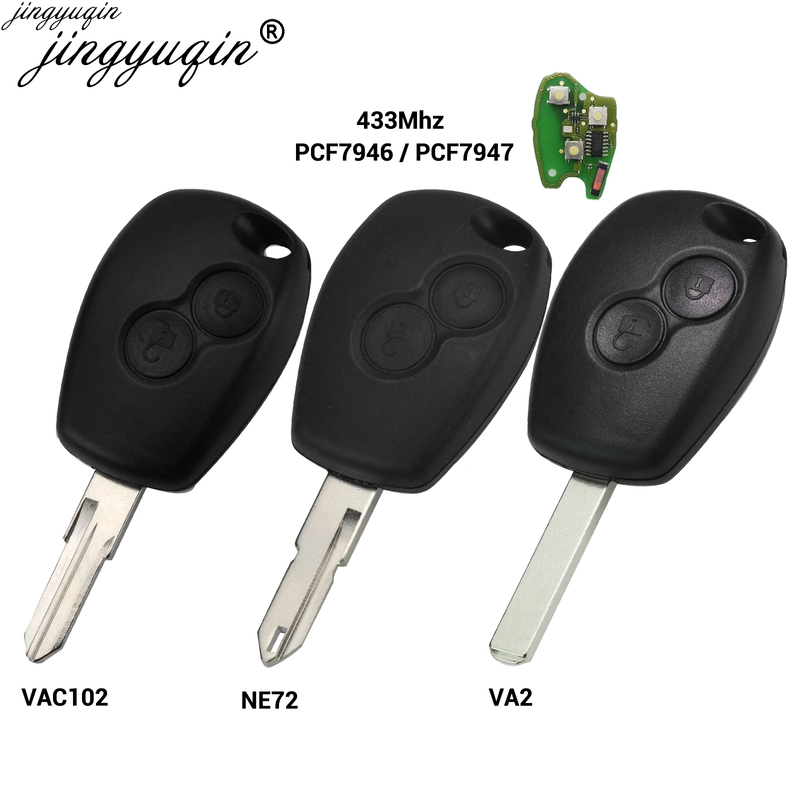Jingyuqin 2 кнопки дистанционного ключа для Renault Megane Modus Clio Kangoo Logan Sandero Duster 433 МГц