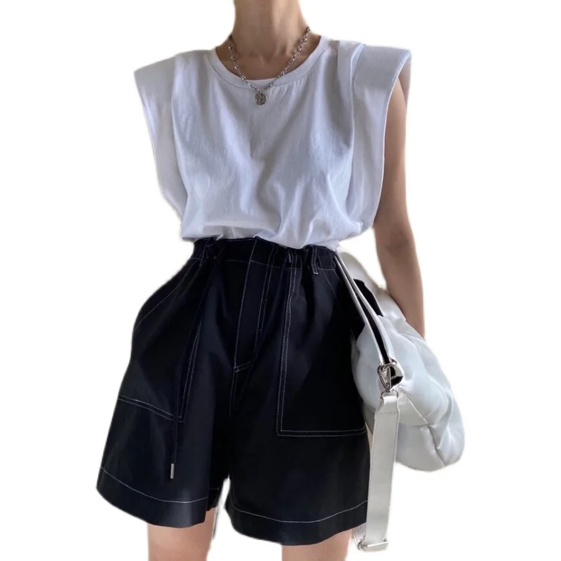 

Korean Chic Casual Cute Youth-Looking Flying Sleeves Solid Color Top 2021 Simple Summer All-Match Loose T-shirt for Women