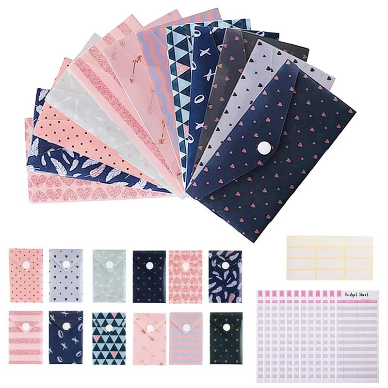 24 пакета бюджет конверты ламинированные наличные для составления бюджета и