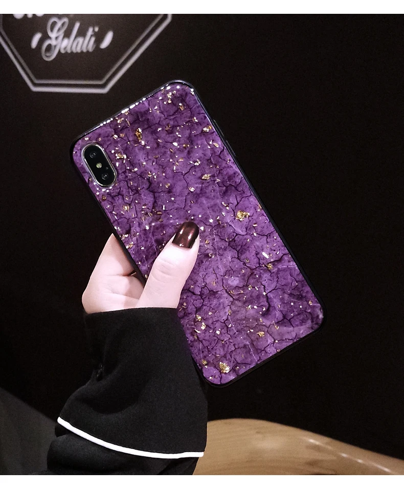 Чехол из мягкого ТПУ для iPhone 7 8 6 6s Plus с разрезом и Блестящими Золотыми фольгами 11