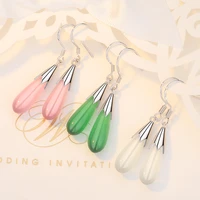 cute opal stone water drop earrings simple style elegant female dangle earring piercing hooks trendy jewelry for lady gifts