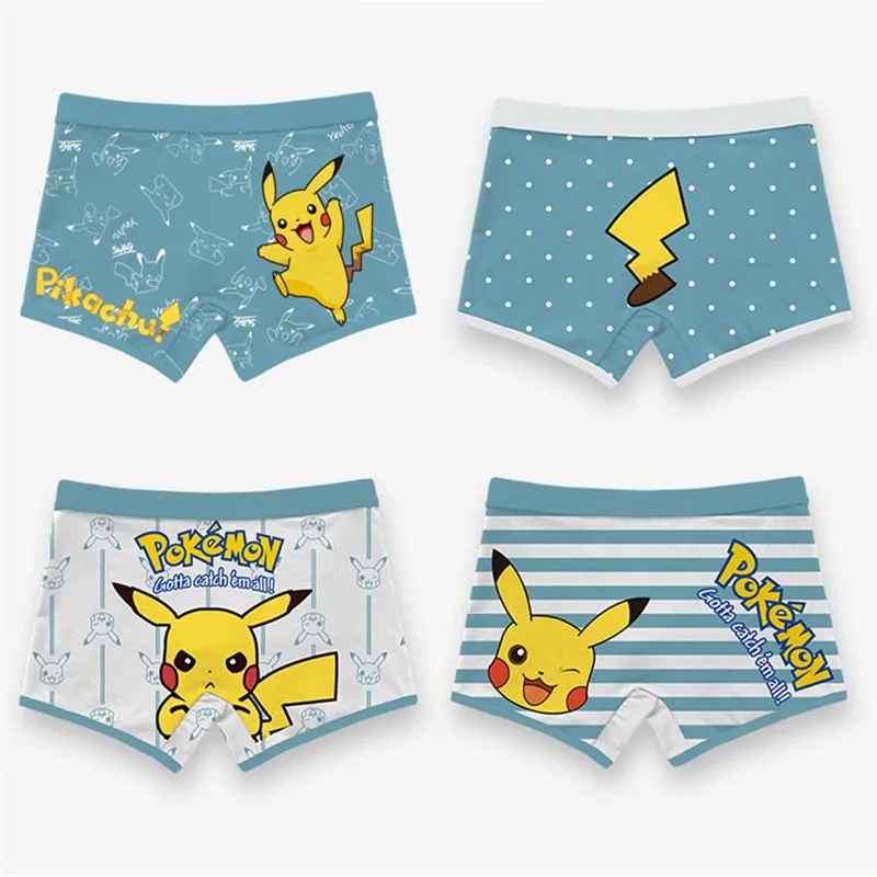 4PCS Pokemon Children Underwear Pikachu Anime Figures Boys Girls Panties Cotton Boxer Briefs kids Shorts Underpants - купить по