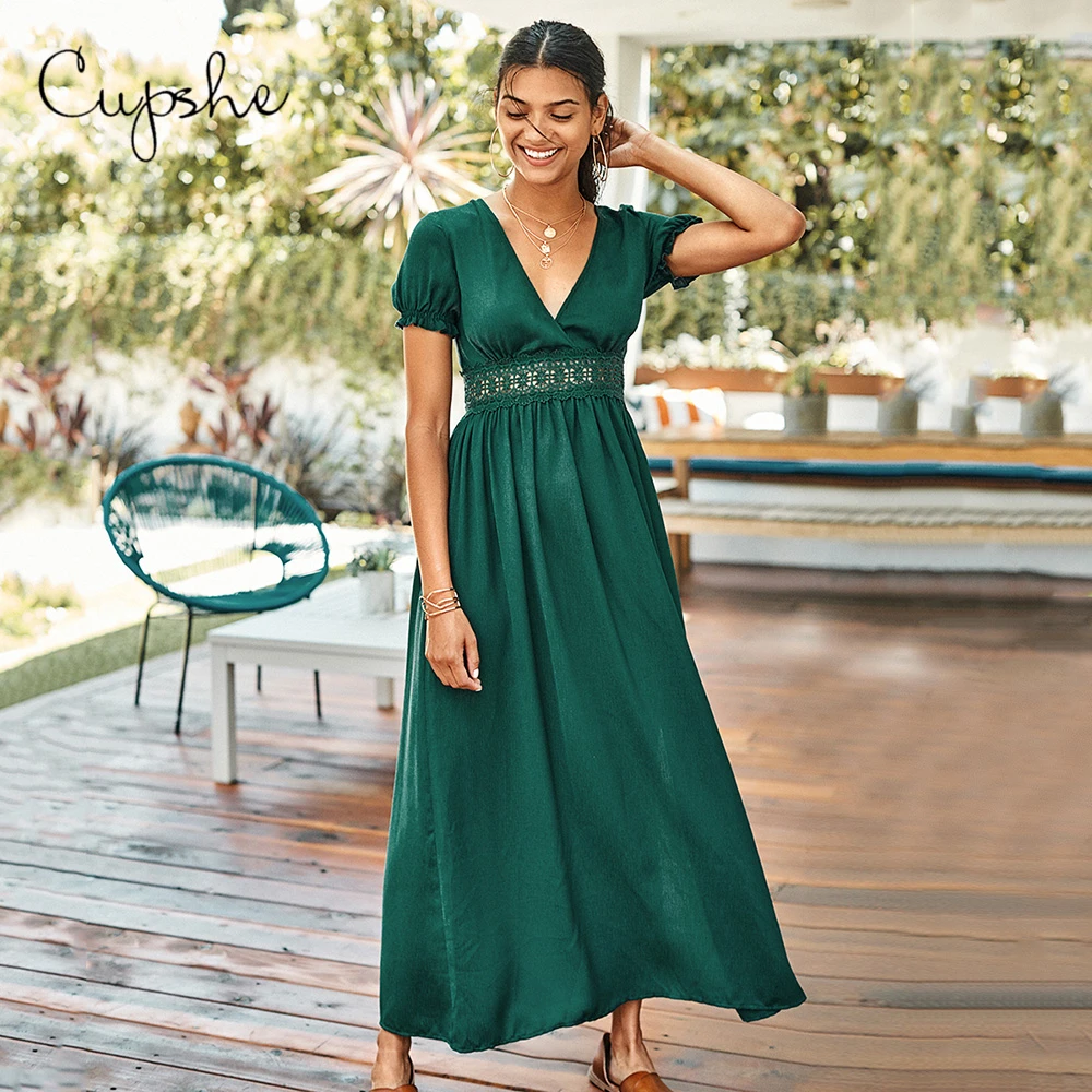 CUPSHE женское длинное платье макси с v образным вырезом 2019 Новое пляжное летнее