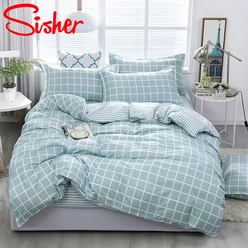 Скандинавские пододеяльники комплект клетчатое постельное белье в клетку