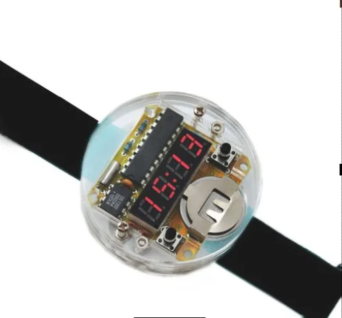 

Smart Electronic single-chip LED watches electronic clock kit DIY LED Digital Watch Electronic Clock Kit With Transparent Cover