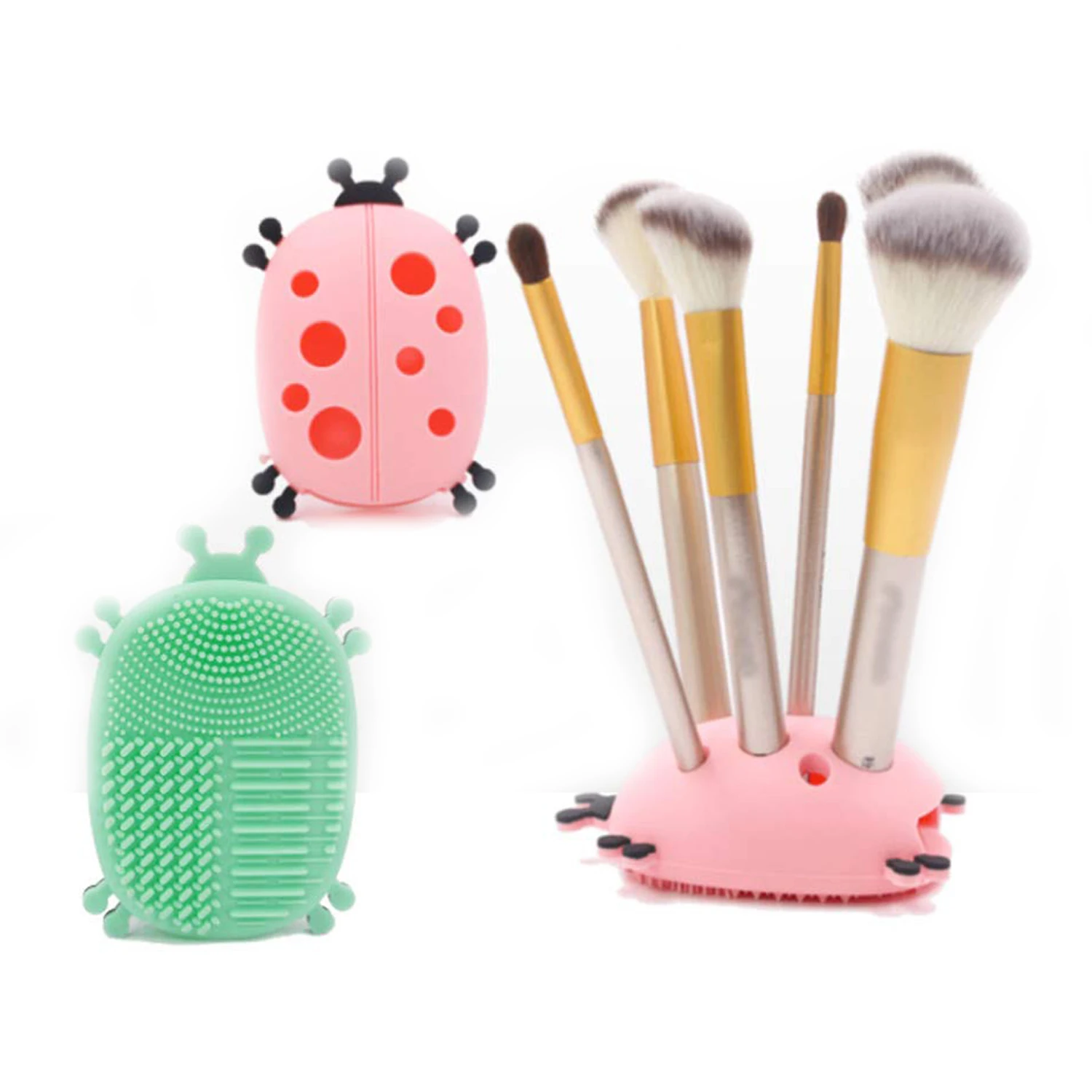 

Silicone Makeup Brush Cleaner Box 2 In 1 Silicone Brush Cleaning Pad With Holder For Brush Storage And Drying