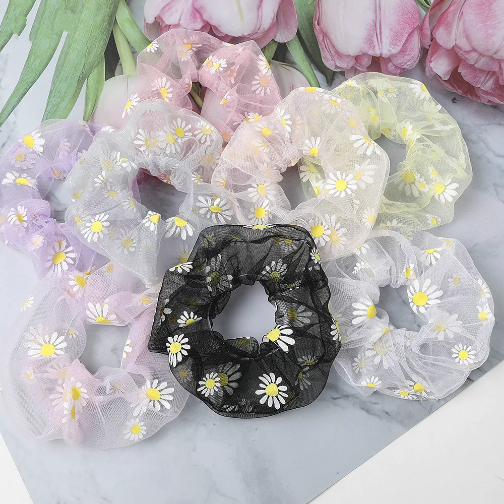 

2020 New Daisy Flower Women Girls Elastic Hair Rubber Bands Accessories Scrunchies Headwear Hair Tie Ring Rope Holder Headdress