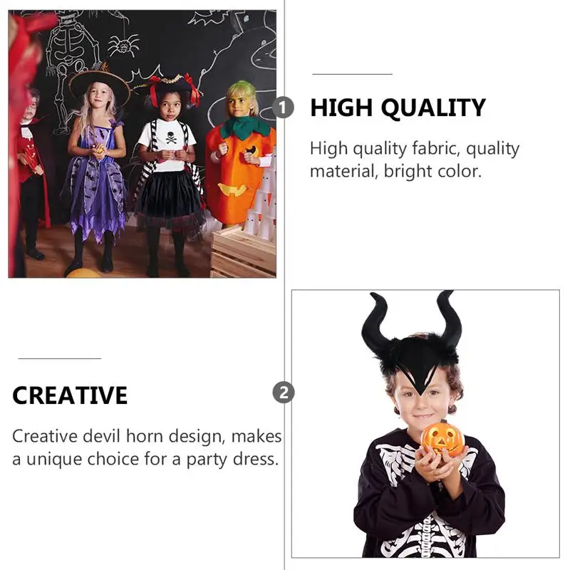 

2 Set/4pcs Horn Devil Headband Dress Halloween Costume Dress for Girls