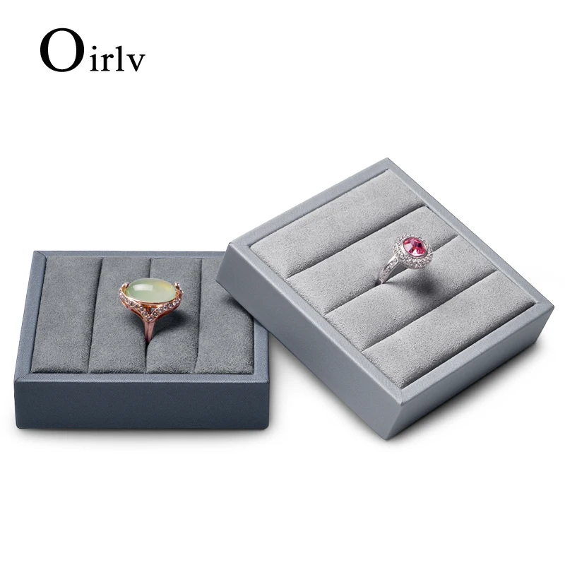 Oirlv New High-End PU Leather Creative Elastic Terms Ring Display Plate Home Storage Arrangement Jewelry Store Display Box