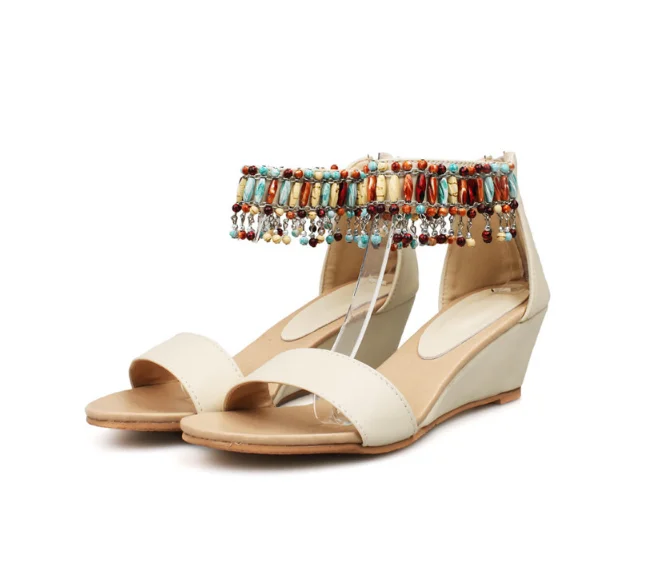 

Womens Ladies Low Wedge Heel Holiday Beach Ankle Strappy Sandals Shoes 34-43 B