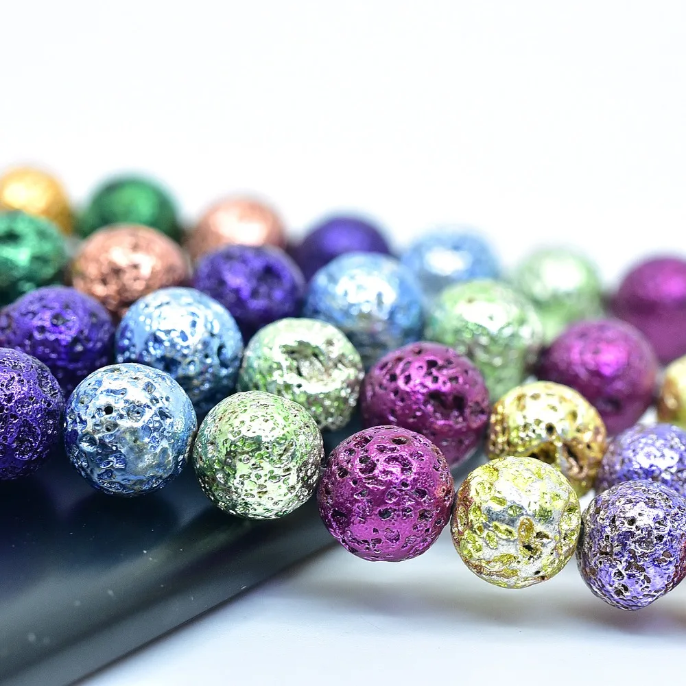 Круглые широкие бусины Asingeloo из лавового гематита с натуральным камнем нитка 10 мм