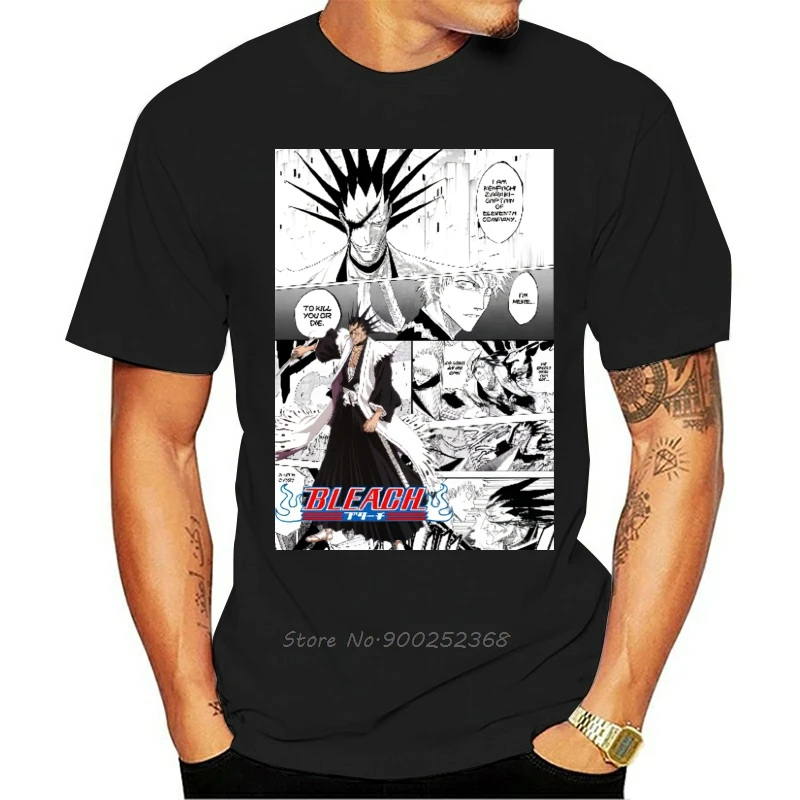 Zaraki Kenpachi Manga полосы Отбеливатель Аниме унисекс хлопковая футболка с мультяшным