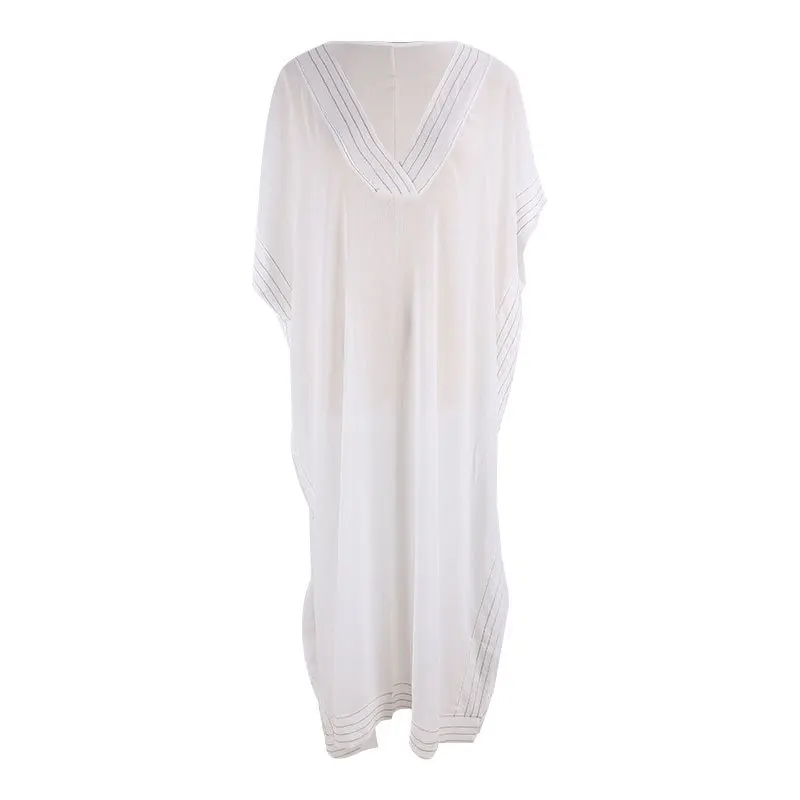 Белый шифоновый купальный костюм накидка Пляжная туника Сексуальная саронг