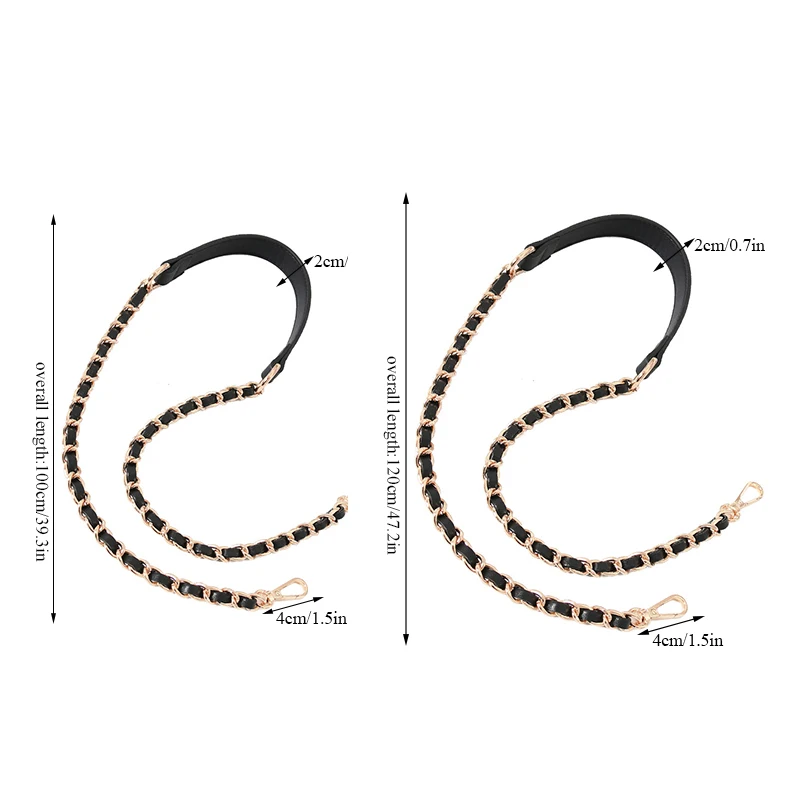 

100cm/120cm New Women's Diagonal Span Bag Metal Chain Wearable Leather Strap Bag Accessories Female Exquisite Shoulder Handle
