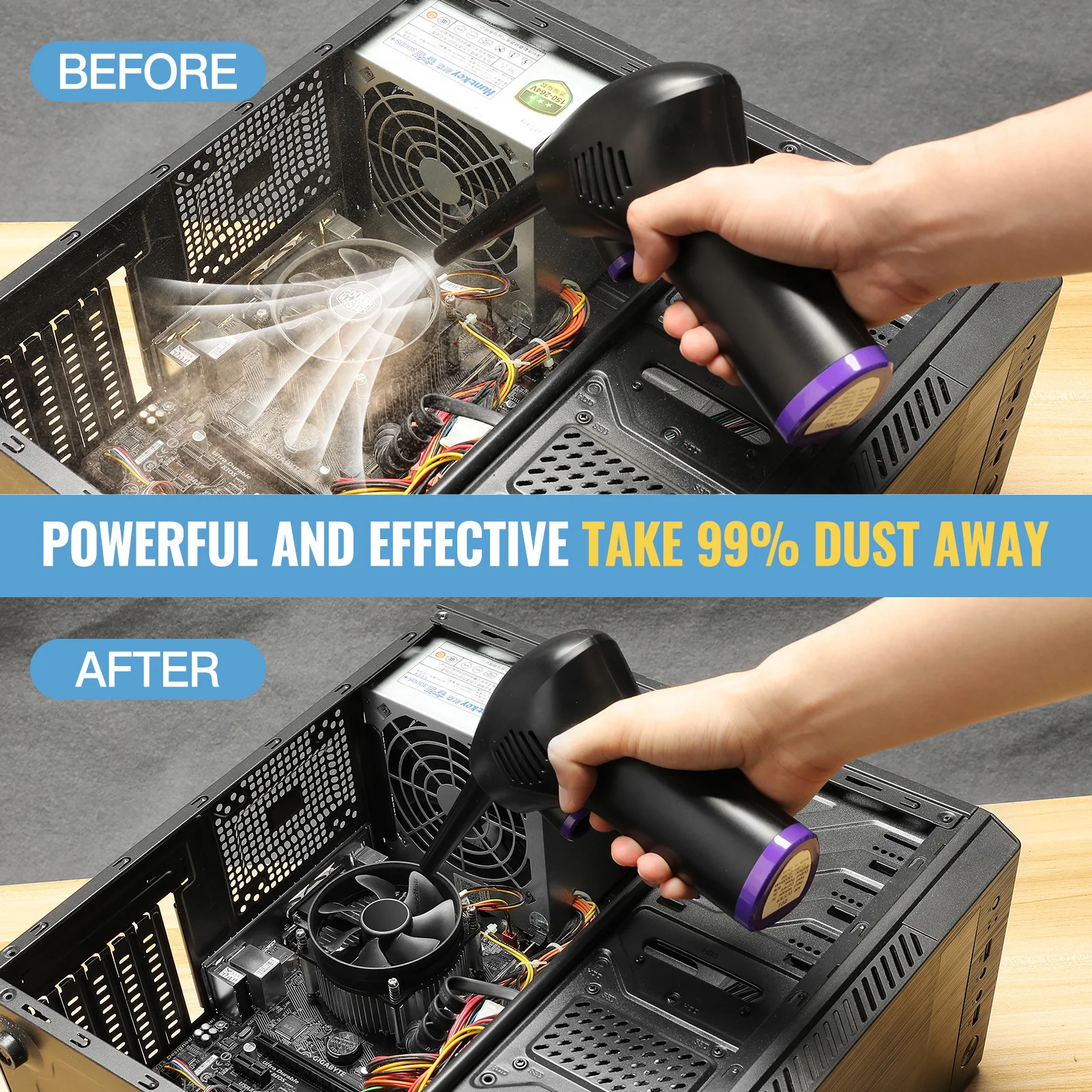 

Wireless Air Duster 45000 RPM Dust Blowing Gun USB Compressed Air Blower Cleaning For Computer Laptop Keyboard Camera Cleaning