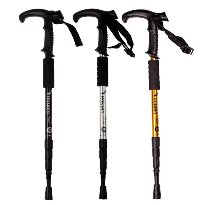 

50-110cm Nordic Walking Stick Folding Trekking Poles Hiking Stick 4 Section Anti Shock Adjustable Telescopic Canes Stick Z60