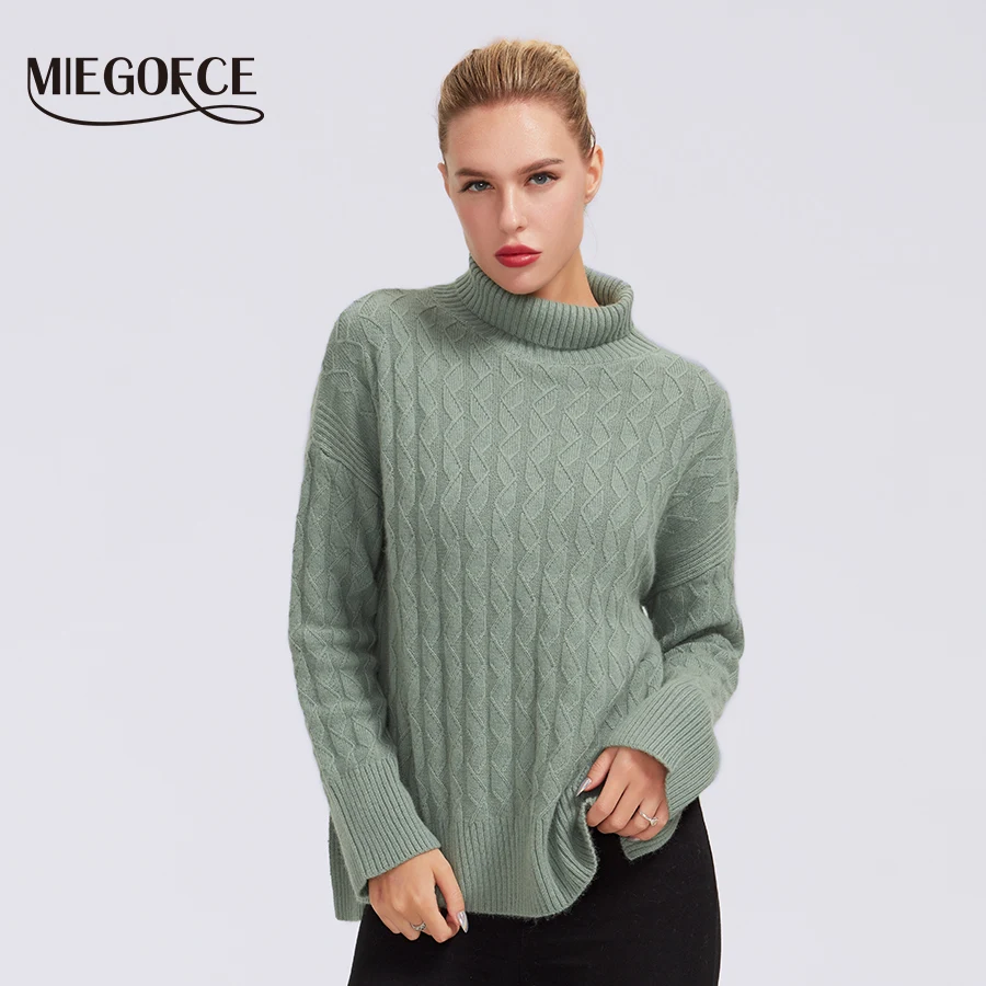 MIEGOFCE 2019 водолазка Двухсторонний кашемир свитер для женщин зимние фланелевые