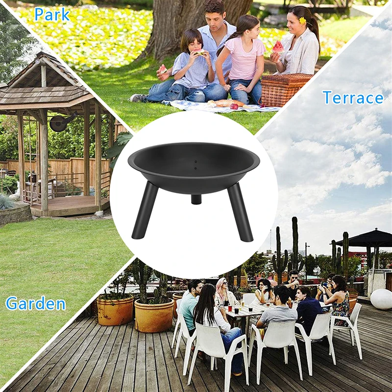 

22" Portable Courtyard Metal Fire Pit Bowl Garden Backyard Patio Rectangular Iron Fire Pits Stove Outdoor Hiking Camping Stoves