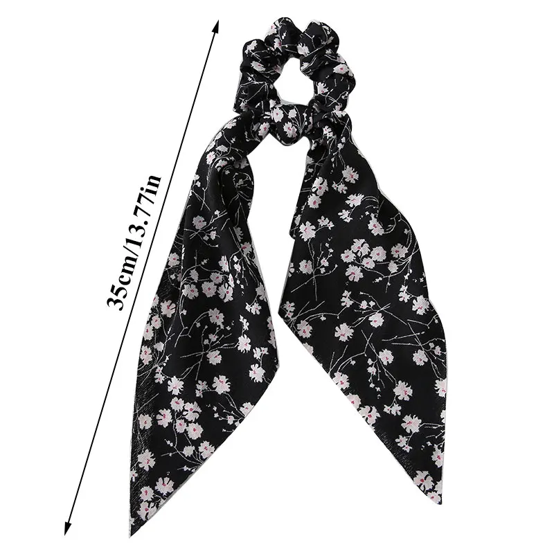 

Chiffon Floral Printed Hair Ties Scrunchies Women Elastic Rubber Bands Ponytail Holder Long Ribbon Hair Rope Hair Accessories