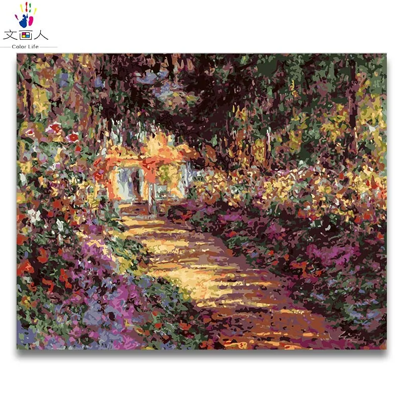Набор для раскрашивания по номерам Monet garden красок ручной работы с рамкой