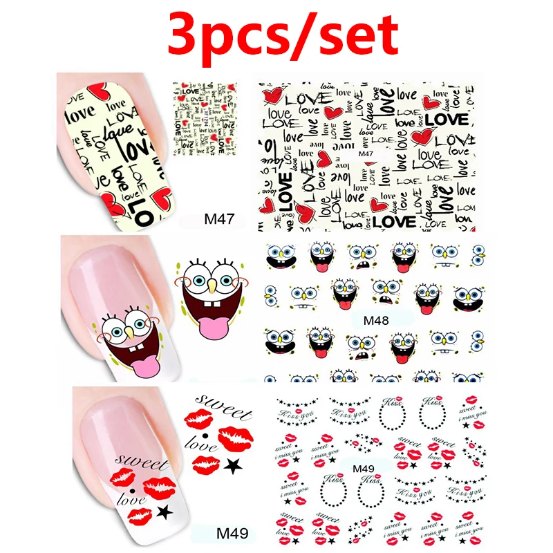 2/3 шт. 3D ногтей Стикеры s DIY Маникюр нейл-арта Стикеры с цветочным рисунком и персонажами мультфильма, фруктовый принт «переводятся с помощью воды, модные украшения для ногтей - Цвет: Style 7