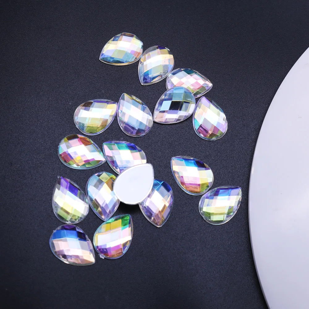 40pcs10*14 flash Стразы Кристалл AB не-тепловой фиксированной плоской задней непористой ткани одежда Стразы декоративный камень для ногтей SZ018