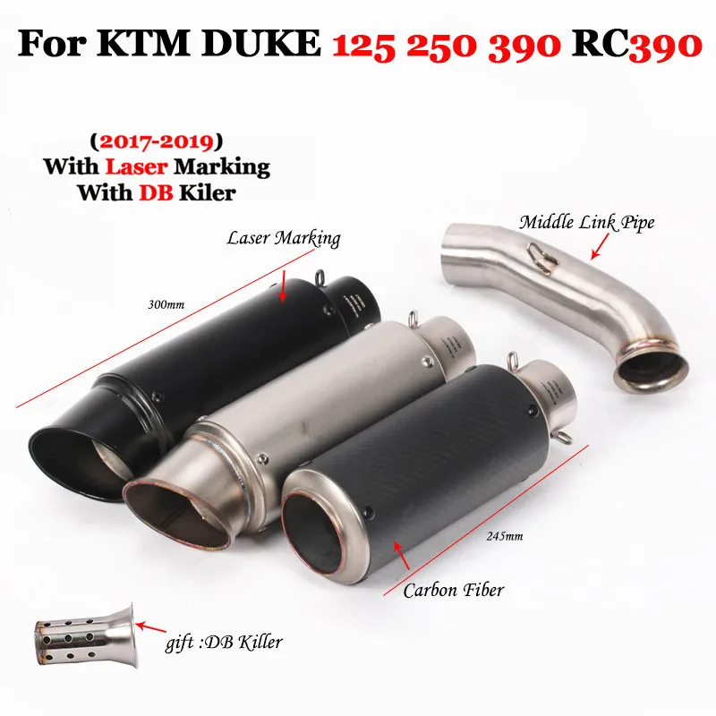 

Slip on For DUKE 125 250 390 RC390 2017 2018 2019 Motorcycle Exhaust System Muffler Escape With DB-Killer Middle Link Pipe