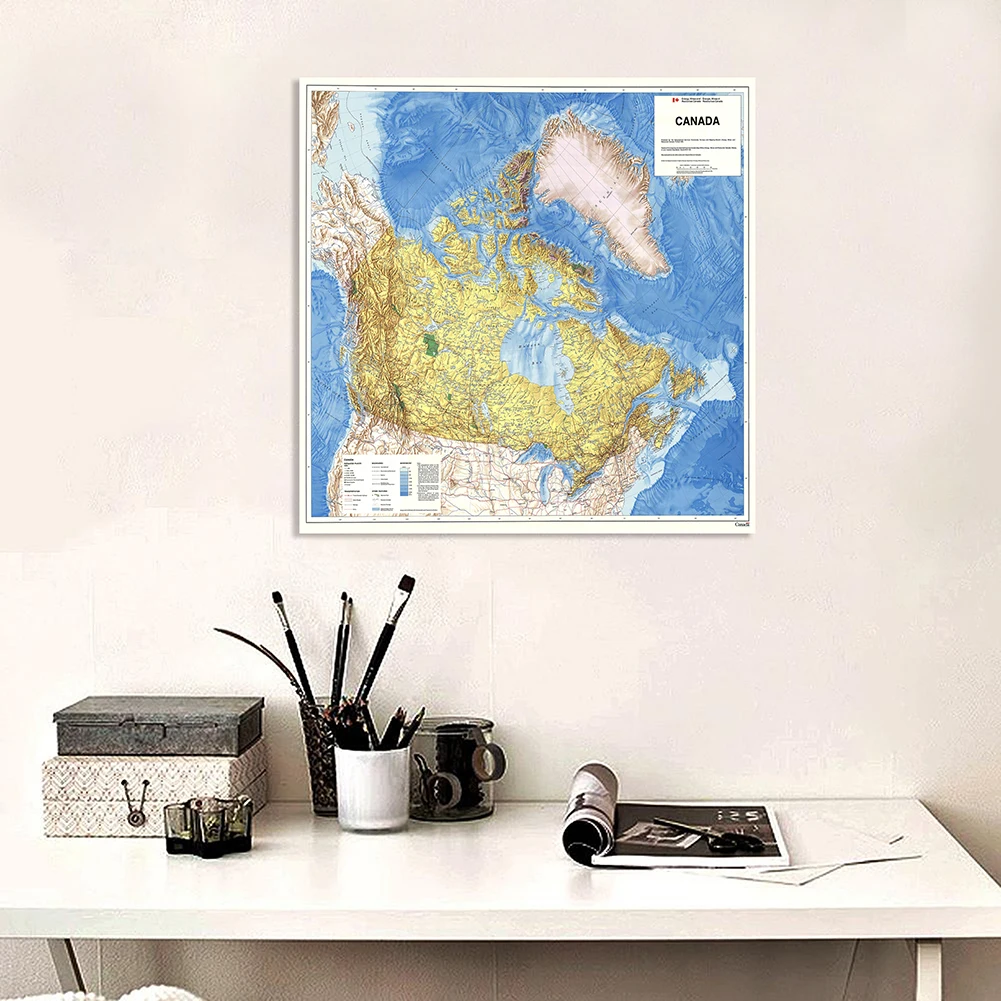 

90*90cm Political Map of The Canada In 1983 Non-woven Canvas Painting Retro Wall Poster Classroom Home Decor School Supplies