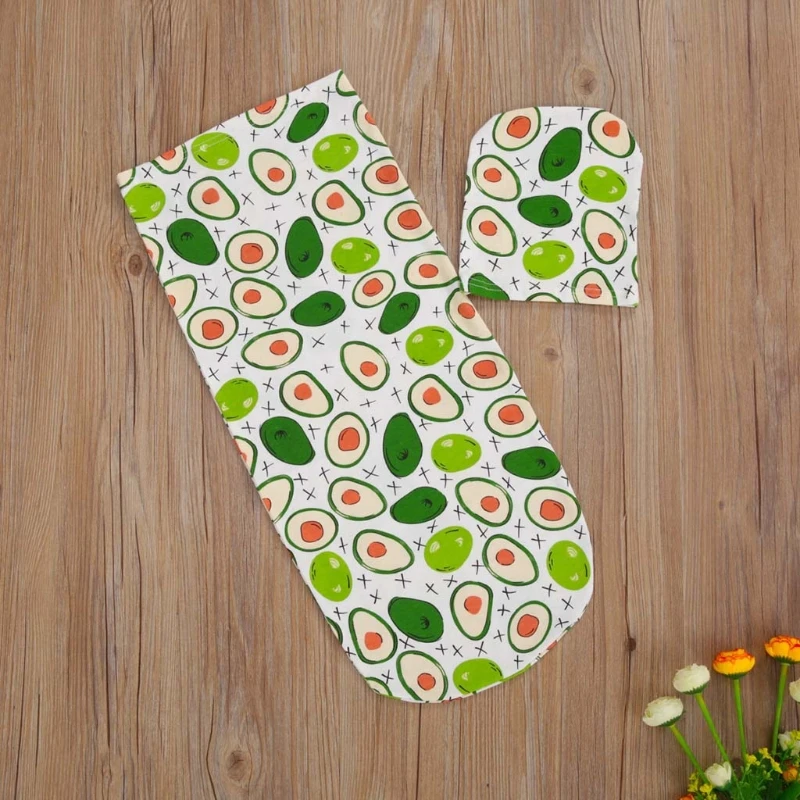 

Newborn Printing Sleeping Bag with Hat Baby Photography Photo Props Pure Cotton Swaddle Wrap Beanie Set Gifts