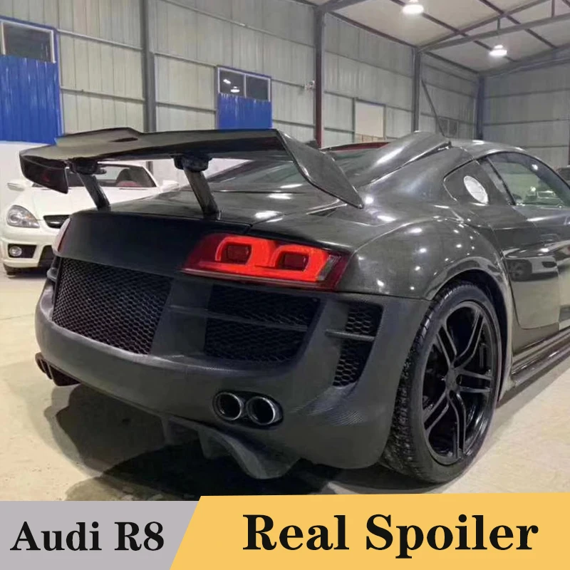 High Quality REAL Carbon Fiber Spoiler For Audi R8 V8 V10 GT 2008-2015 Wing Lip Spoilers PPI Style | &amp Wings