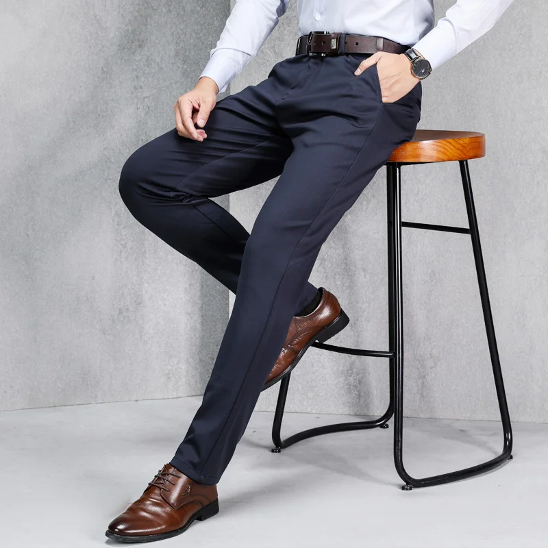 Простой сплошной цвет мужские брюки светильник Роскошные Бизнес повседневные