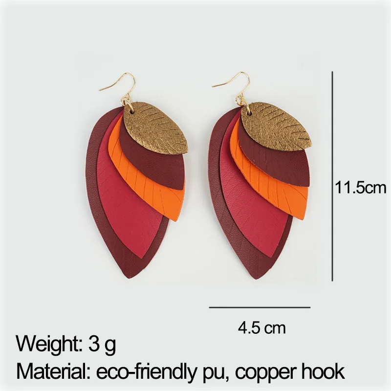 Женские серьги M & G большие 5 слойные модные из искусственной кожи украшения