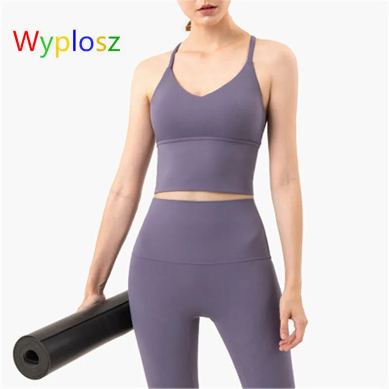 

WYPLOSZ Yoga Bra Workout Crop Tops Fitness Sports Bra For Women Anti-sweat Wireless Plain Gym Fitness Sport Brassiere Athletic