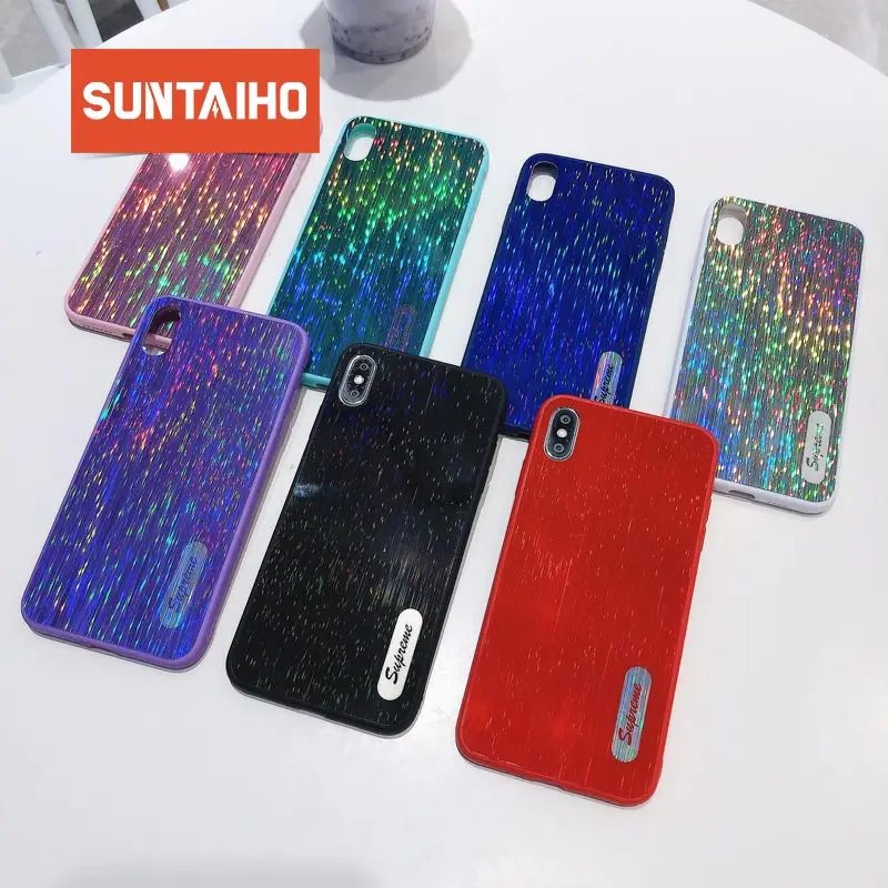 Цветной глянцевый зеркальный чехол с градиентом для iphone XS 11 Pro MAX X XR 7 8 plus 6 6s задняя