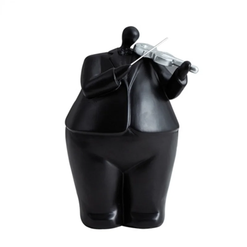 

Abstraction Fat Music Man Black Resin Art Figurine Modern Home Decor Band Statue Living Room Decoration Accessories Sculpture