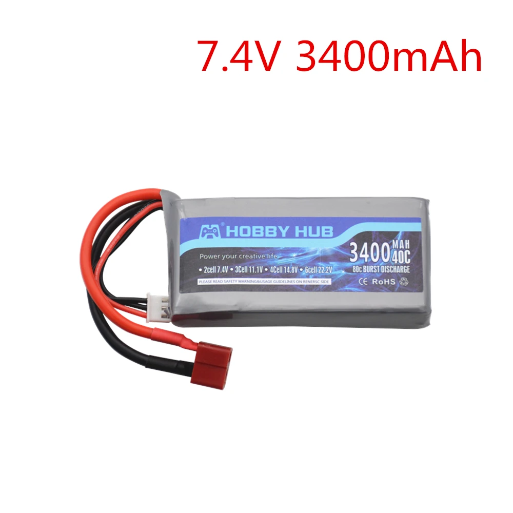Аккумулятор Lipo 7 4 В 3400 мАч для Wltoys 12428 12423 RC четыре колеса батарея радиоуправляемой