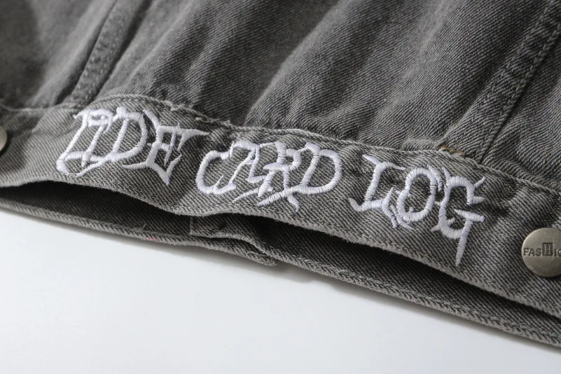 

Fall Streetwear Men Denim Jacket Hip Hop Plain All-Match Washed Gray Denim jacket Male Fashion Casual Loose Oversize Jean Jacket